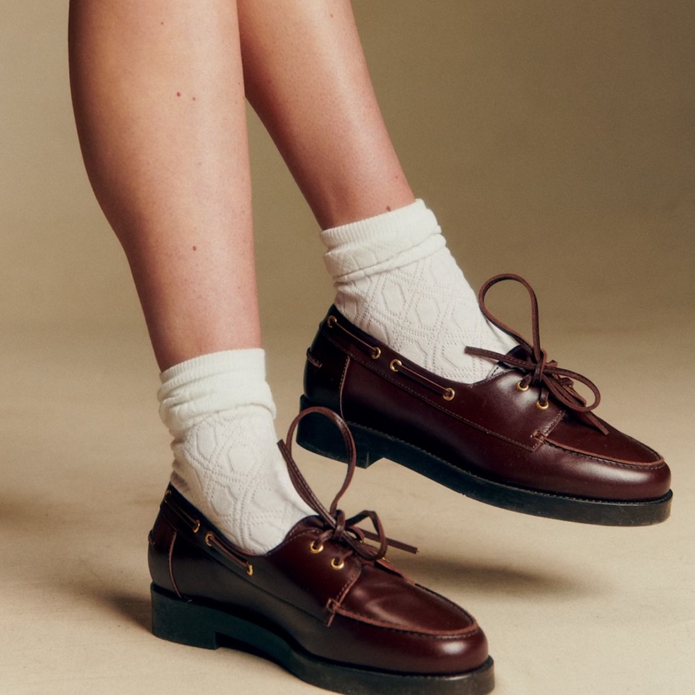 Sezane Caroline Loafers Glossy Chocolate - Size 8